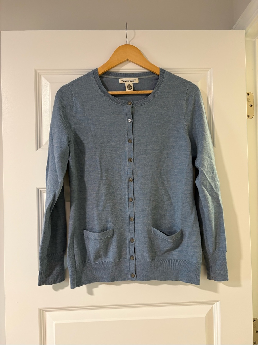 Banana Republic Light Blue Button-Up Merino Cardigan Blend Collegiate